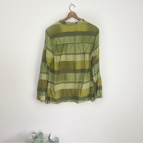[Talbots] Green Plaid Pullover Tie Neck Long Sleeve Top - Picture 7 of 8